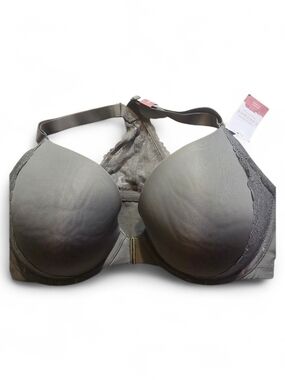 Cacique Gray Lace-Trim Padded Underwire Bra 42DDD